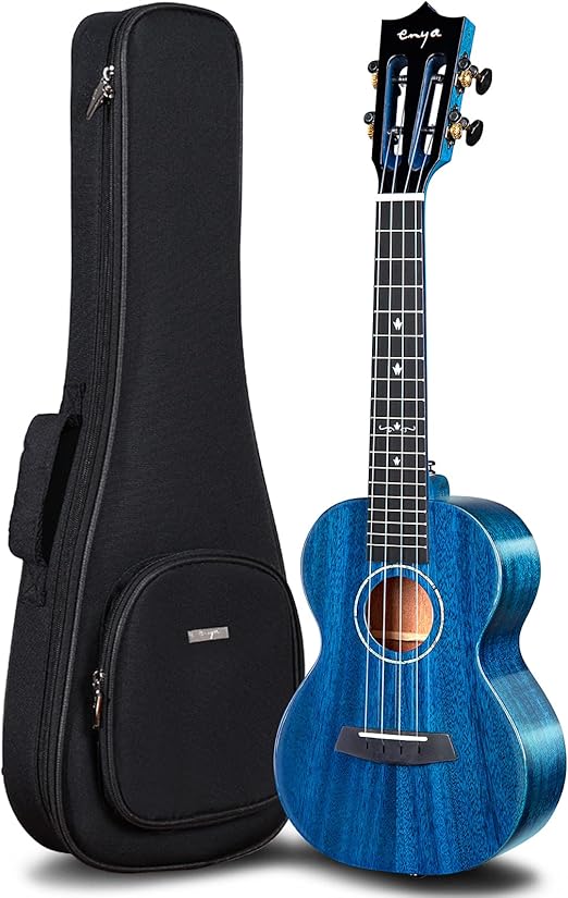 Enya Concert Ukulele, 23 inch, Solid Mahogany, Blue, High