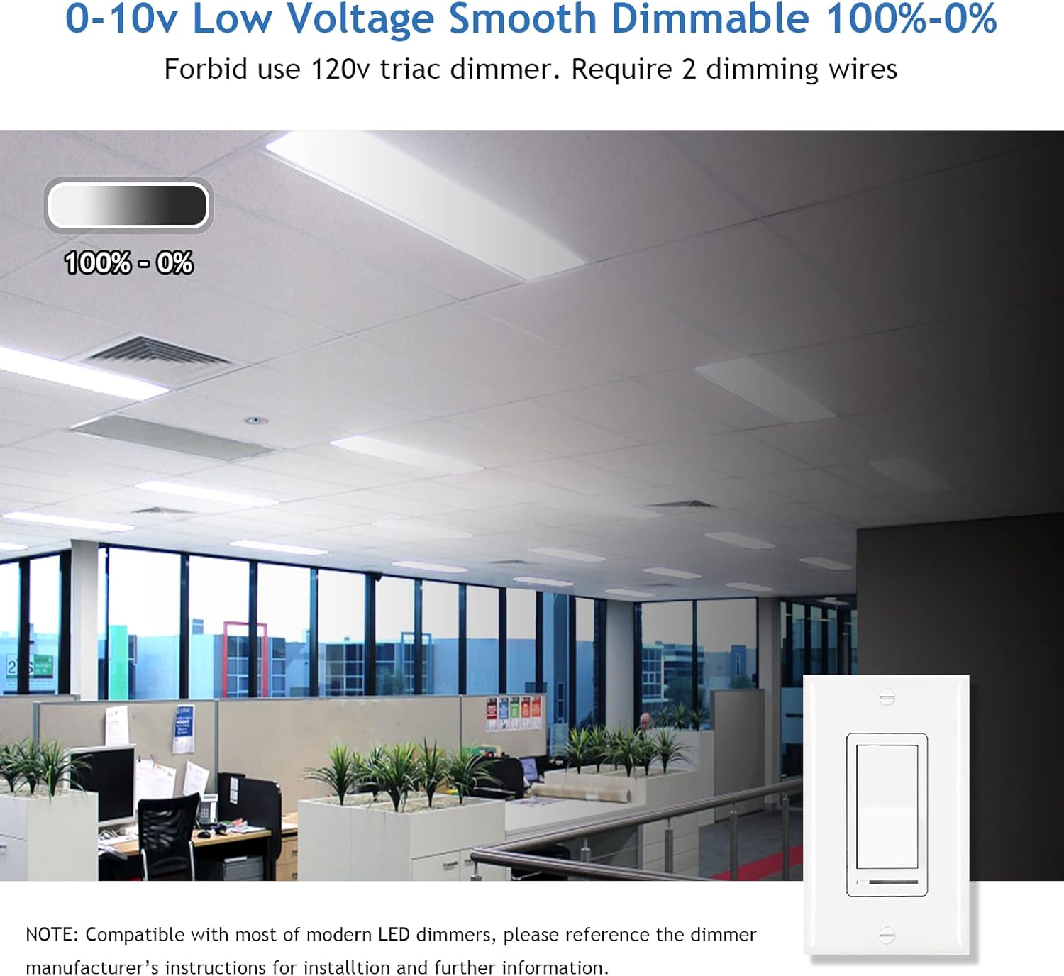 CycevSun 1x4 FT LED Flat Panel Light Drop Ceiling, 0-10V Dimmable 3 Color Selectable & 20W-30W-40W Selectable, 4400LM, 4 Pack