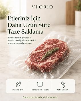 VI'ORIO 50 Adet Tırtıklı Vakum Makinesi Poşeti Torbası (SEÇENEKLİ) (20x25cm)