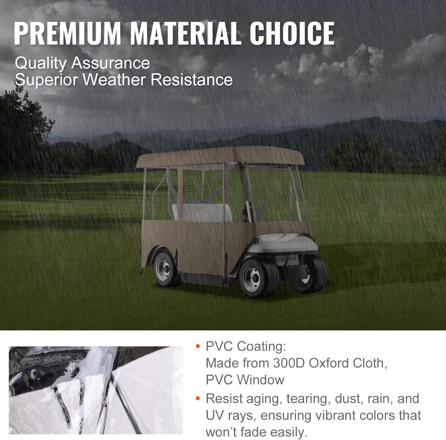 Happybuy Golf Cart Enclosure, 4-Person Golf Cart Cover, 4-Sided Fairway Deluxe, 300D Waterproof Driving Enclosure with Transparent Windows, Fit for EZGO, Club Car, Yamaha Cart