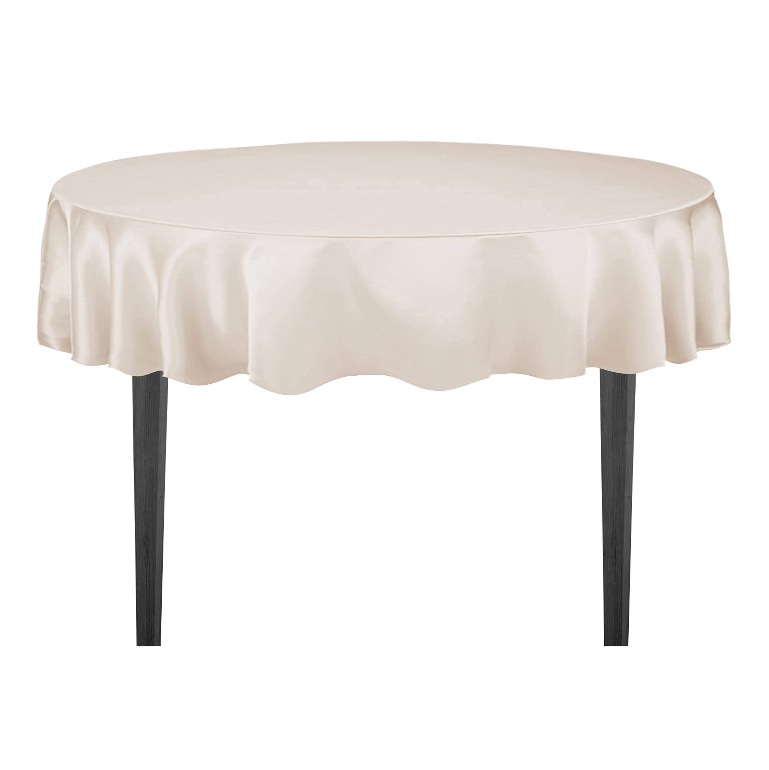 Nappe ronde beige satinée de 177,8 cm idéale pour vos repas de fête en famille