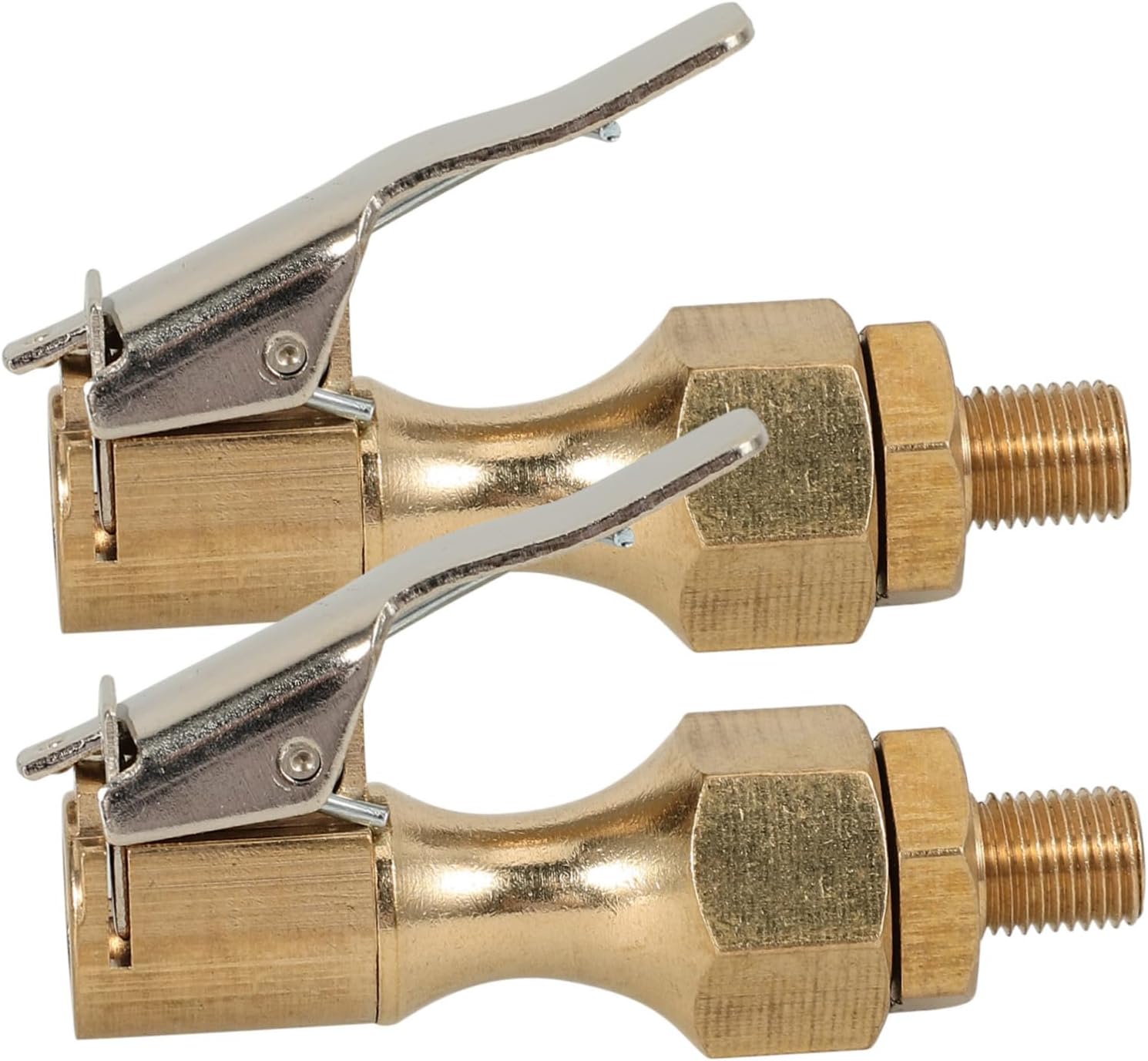 Mikinona 2pcs Locking Air Chuck for Tires Copper Quick Connect Inflate Clip Self-Locking Tire Inflator Tool for Car Truck Rv Compressor