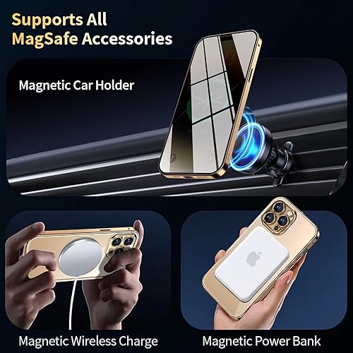 Miniatura 3 de Anillo de metal CD y bloqueo automático emergente Funda magnética de privacidad para iPhone 13 Pro compatible con MagSafe Protección de lente