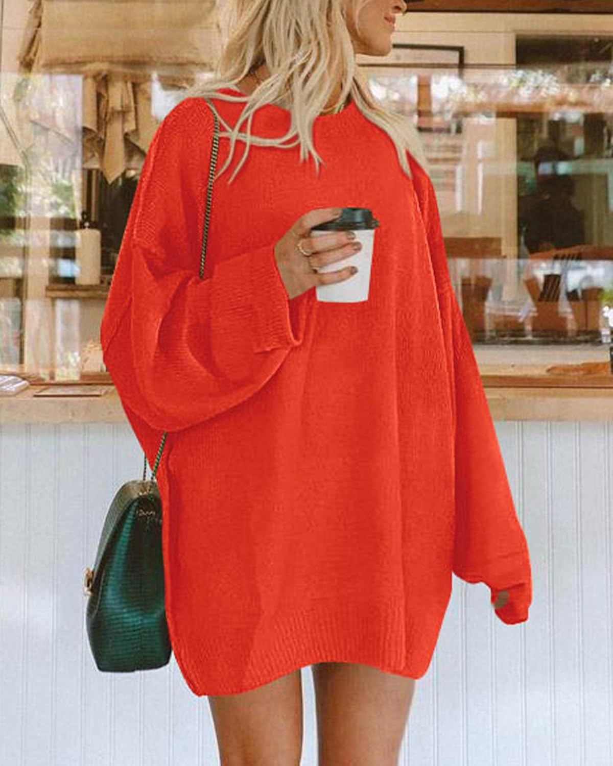 BTFBM 2025 Womens Sweaters Casual Crewneck Long Sleeve Oversized Sweater Dress Fall Winter Loose Slouchy Soft Pullover - Image 3