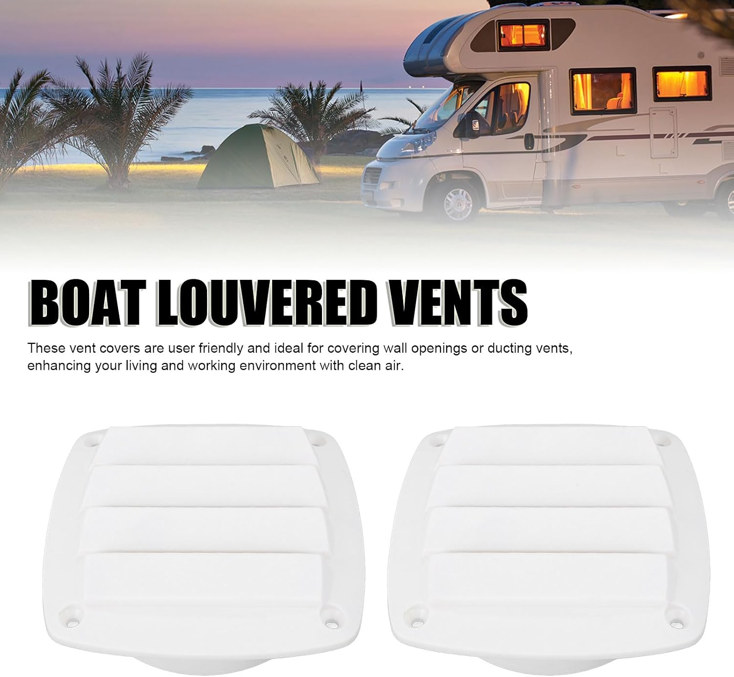 2PCS Boat Louvered Vents, 5 Inch Nylon Marine Air Vent Grille Ventilation Cover with Optimal Airflow, for Yacht RV Caravans Home