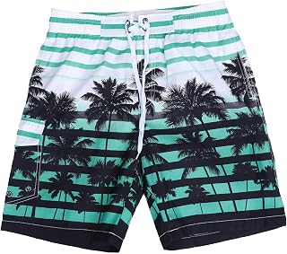 Bermuda de banho masculina BESPORTBLE com cordão de secagem rápida e bolsos com estampa de coqueiro; short de praia para esportes e natação