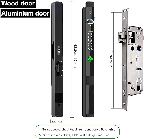 Miniatura 7 de wecome Cerradura de puerta inteligente con reconocimiento facial 3D, cerraduras de puerta WiFi con cámara, timbre de video, huellas dactilares,