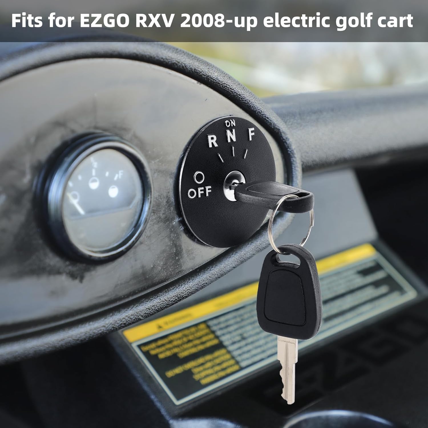 Roykaw Golf Cart Starter Ignition Key Switch Kits for EZGO RXV 48-Volts 2008+ Electric Golf Cart with 4 Tap Position,4 Terminal & 2 Spare Keys, OEM# 605637,611283,609682