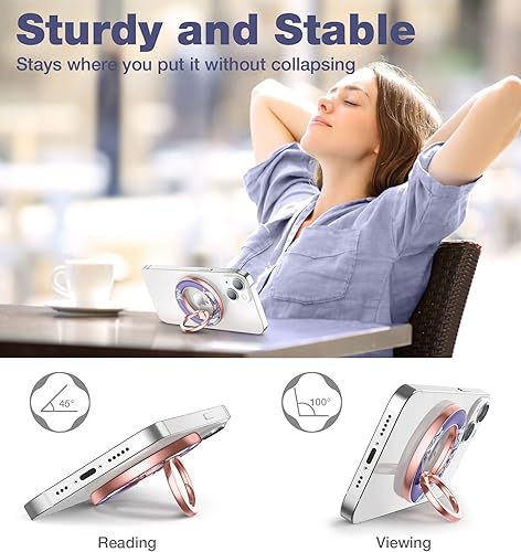 Miniatura 4 de SURITCH Soporte magnético para anillo de teléfono celular para iPhone 141312 (pro, pro max, Plus, Mini), soporte plegable y ajustable para todos los