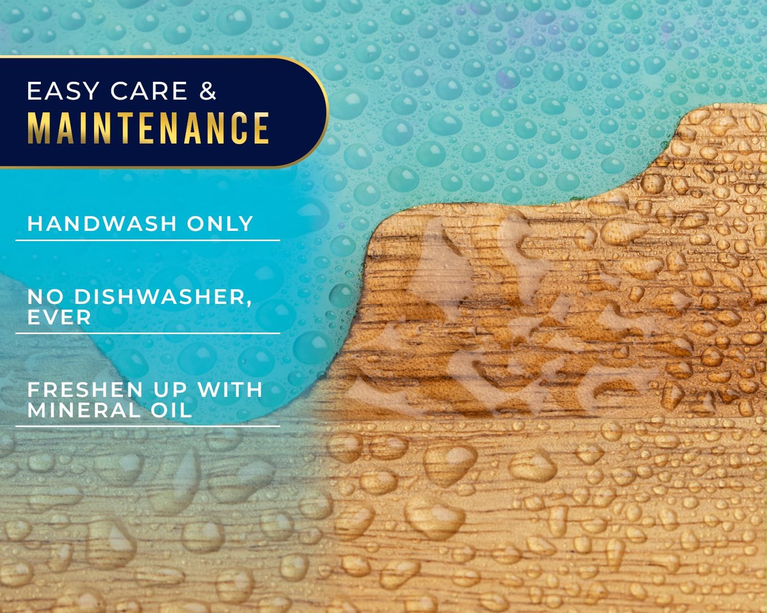 Comfify Visually Stunning Celeste Blue Resin + Acacia Wood Serving Tray - Modern 12x16 Serving Tray for Food, Breakfast in Bed, Coffee Table, Decor