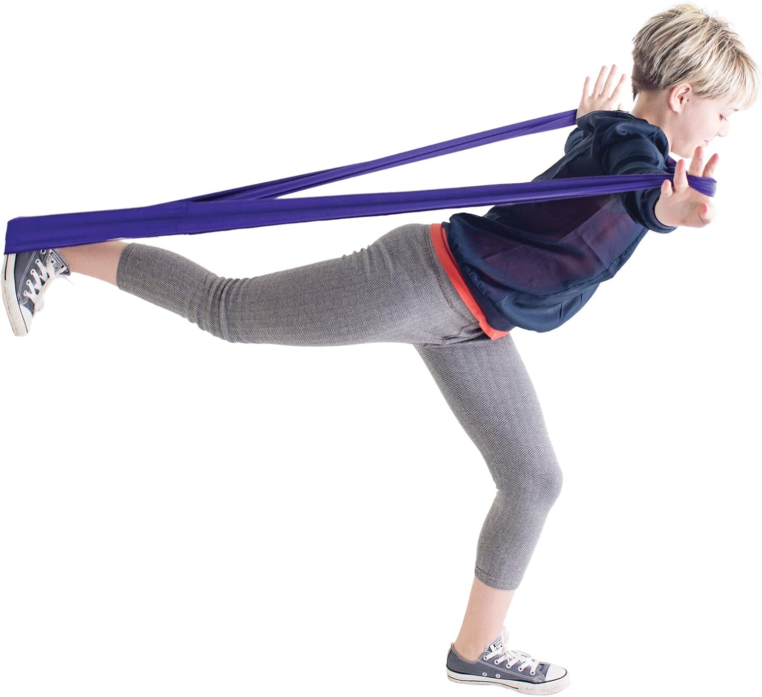 Fun and Function's Stretch Bands for Resistance Exercise and Sensory Stimulation, Encourages Active Movement and Heavy Work for Use at Home, School, or in The Clinic - Purple Size Small 38.5” X 6"