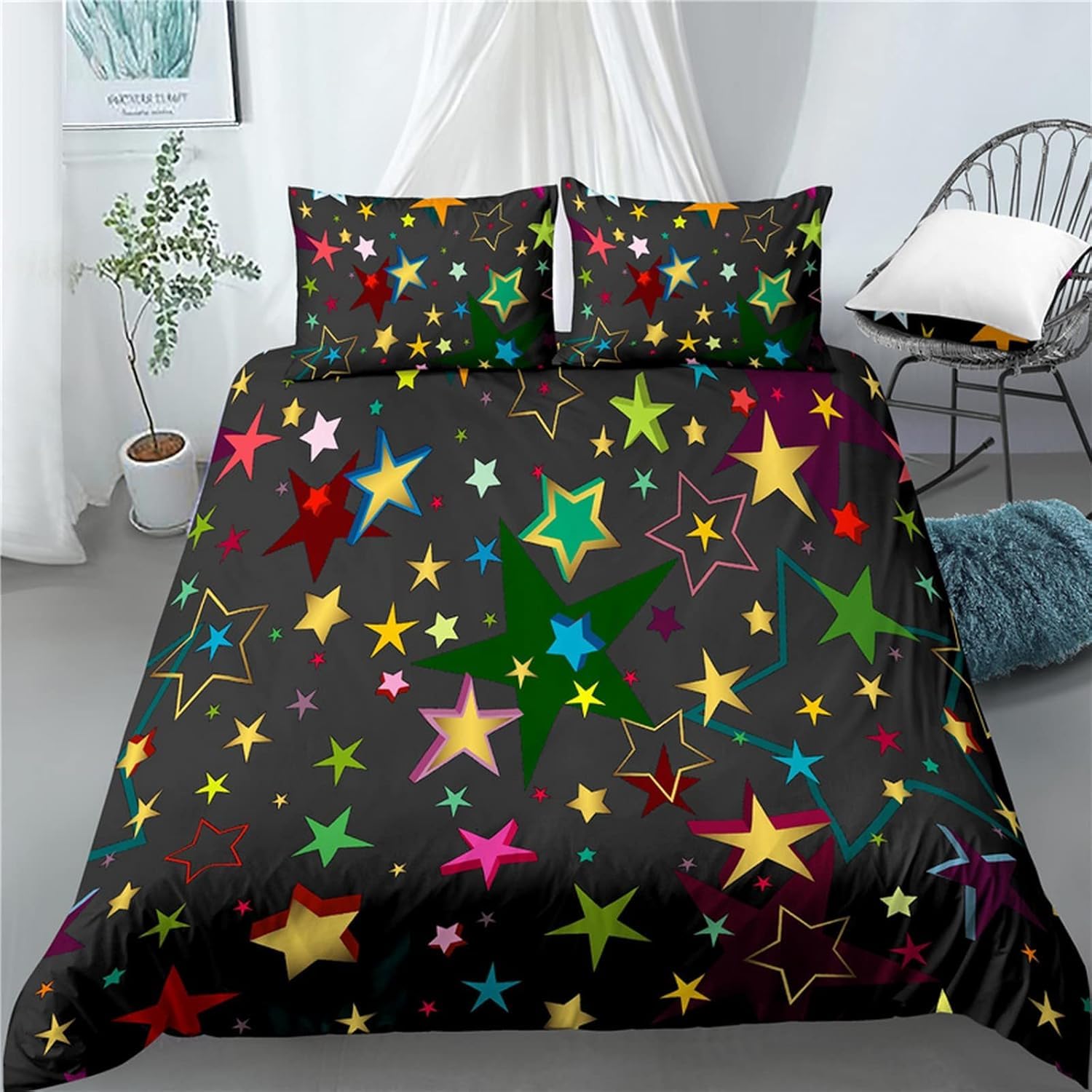 Housse de couette 260x230 cm en microfibre anti-froissement avec fermeture éclair