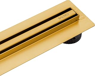 Duschrinne Komplettset 80 cm Duschabfluss Bodenablauf Dusche - Entwässerungsrinne Duschablauf Flach Haarsieb - Slim & Low ProLine Abflusssieb Dusche Geruchsverschluss - Gold