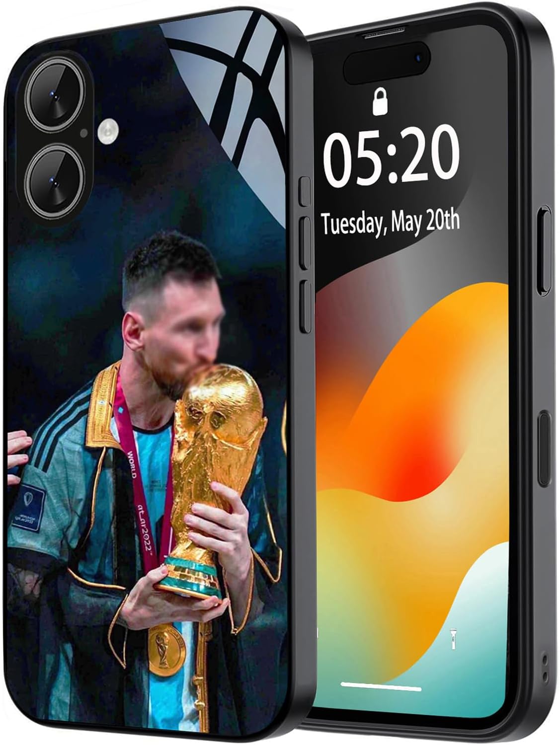 ZERMU for iPhone 17 Case, Fashion Soccer #10 Sports Mess%i Shockproof Glass Back Full Protection TPU Shock Absorption Bumper Cover Case for iPhone 17 6.3 inch, Football Argentina Flag