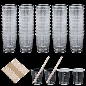 Kit 80 Pezzi Misurini Graduati In Plastica 30 Ml E Bastoncini In Legno Per Resina Epossidica - 4