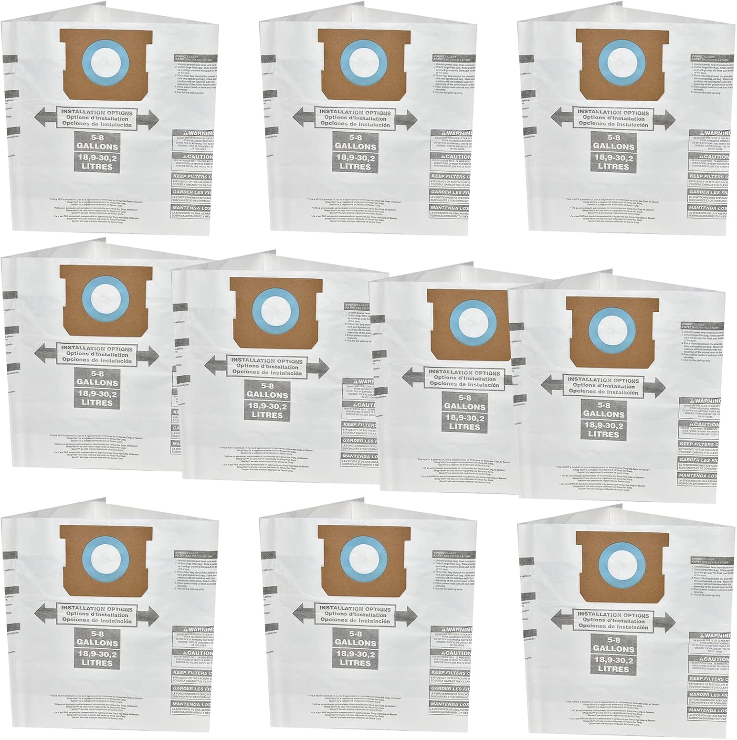 Eagles 10PCS Vacuum Cleaner Dust Bag Collection Filter Bag Compatible with Shop-Vac 90661 906-61 9066100 5-8 Gallon
