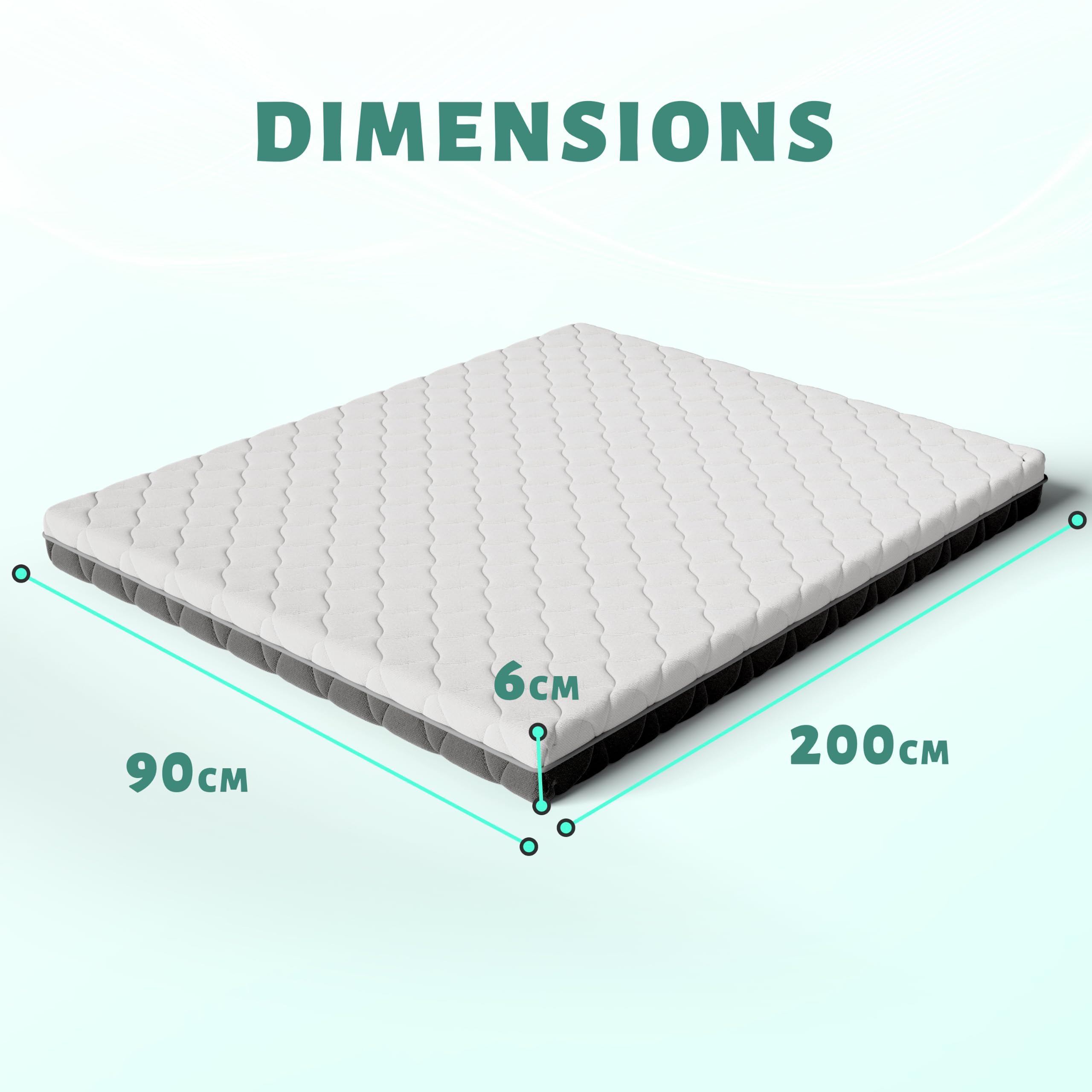 6 cm Surmatelas 90x200cm H2&H3, Surmatelas Double Face en Mousse Mémoire à Gel, avec Conception Antidérapante, Certifié Oeko-TEX, Tissu Doux pour La Peau