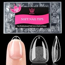 Extra Short Almond Nail Tips, Clear Half Matte, 480Pcs
