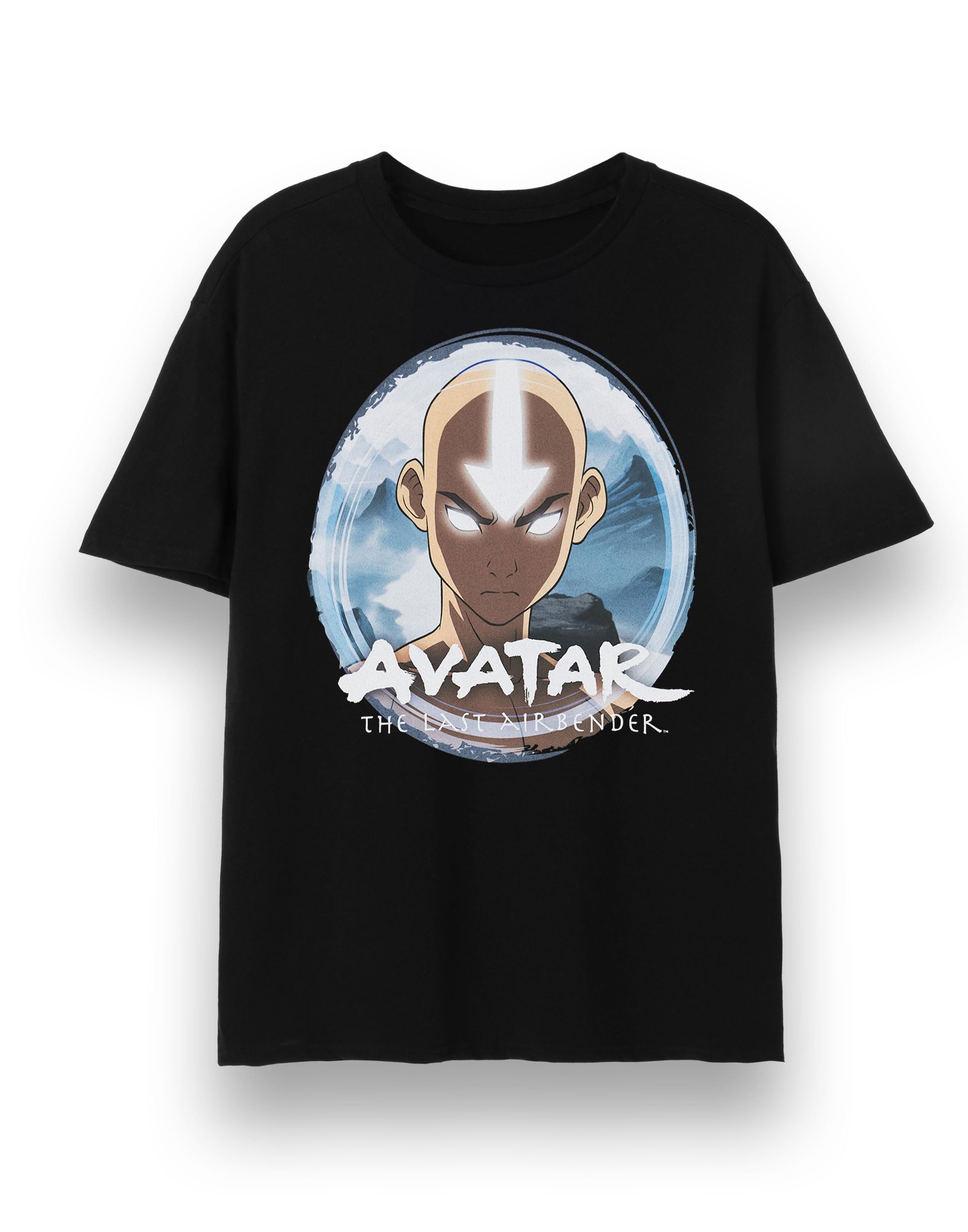 Avatar The Last Airbender Mens T-Shirt | Adults Short Sleeve Black Graphic Tee | Aang Elemental Original Artwork Anime Apparel Top | Netflix TV Show Movie Merchandise Gift Apparel