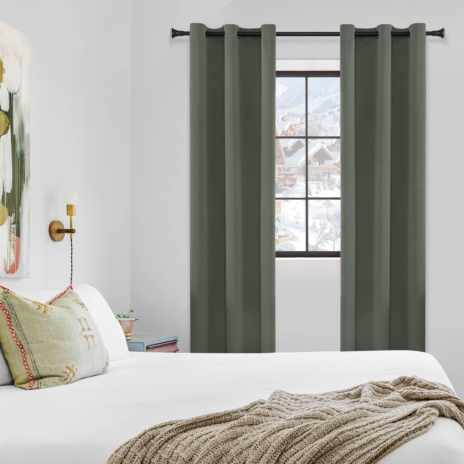 Softalker Blackout Curtains for Bedroom - Thermal Insulated Room Darkening Drapes with Tiebacks, Grommet Top Draperies for Living Room, 2 Panels Set (42 x 90 inch, Grey)