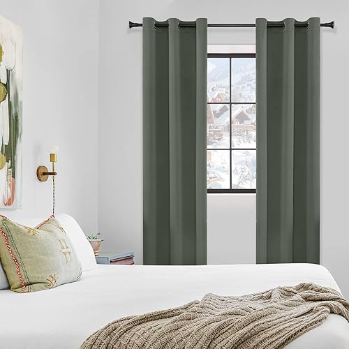 Miniatura 2 de Cortinas blackout Softalker para dormitorio, opacas con aislamiento térmico y reducción de ruido, con cuerdas y ojales superiores, para sala de