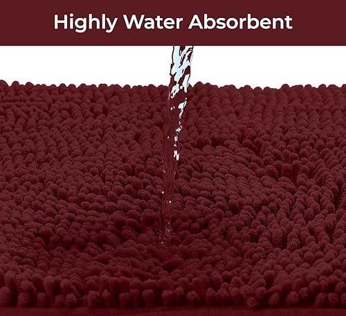 Miniatura 6 de LuxUrux Tapete de microfibra afelpada, de felpilla extrasuave, pelo largo de 1 pulgada, muy absorbente, para baño o ducha, lavar y secar a máquina,