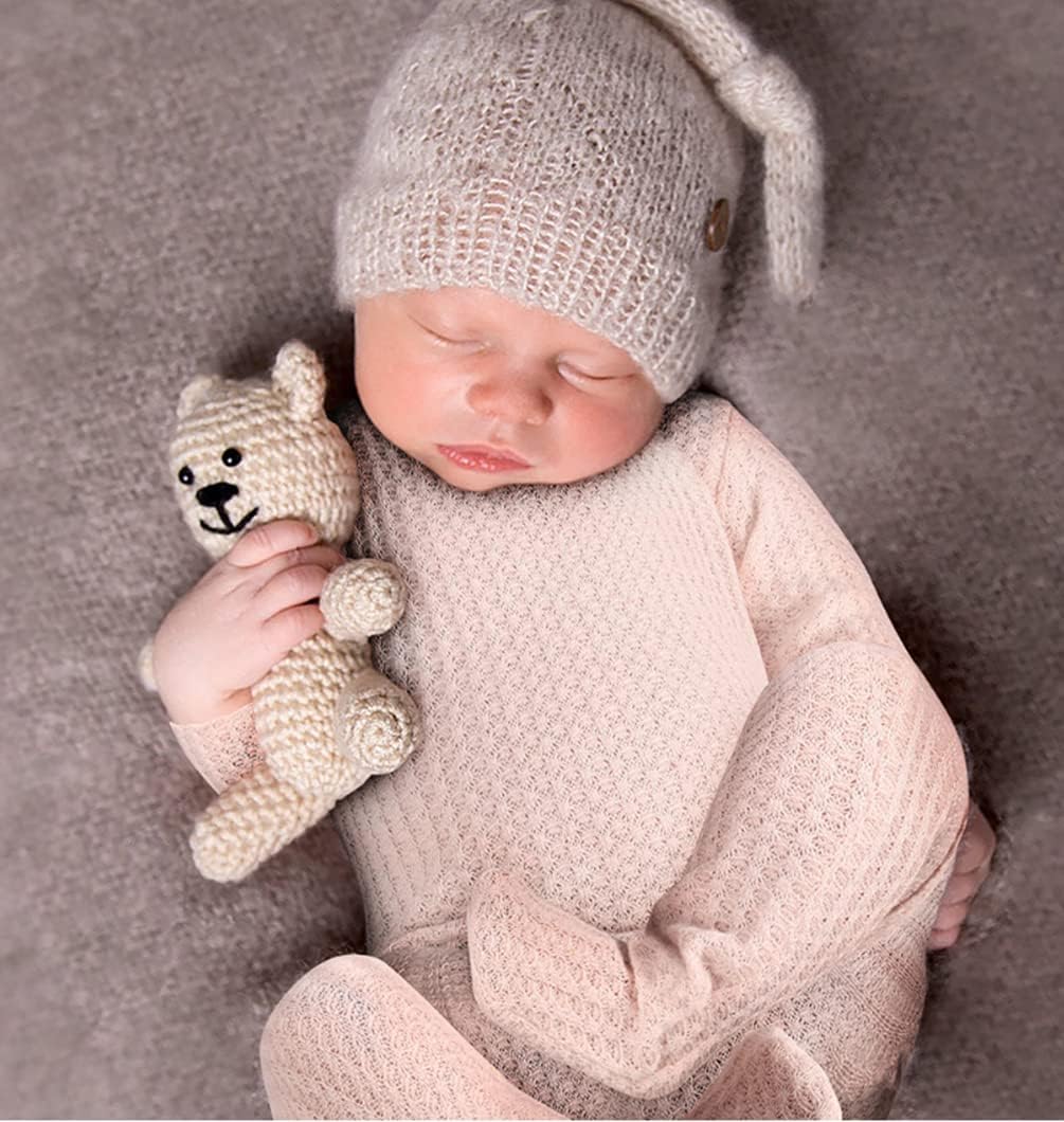 Fashion Newborn Boys Girls Baby Photo Shoot Props Outfits Crochet Clothes Long Tail Hat Pants Photography Props