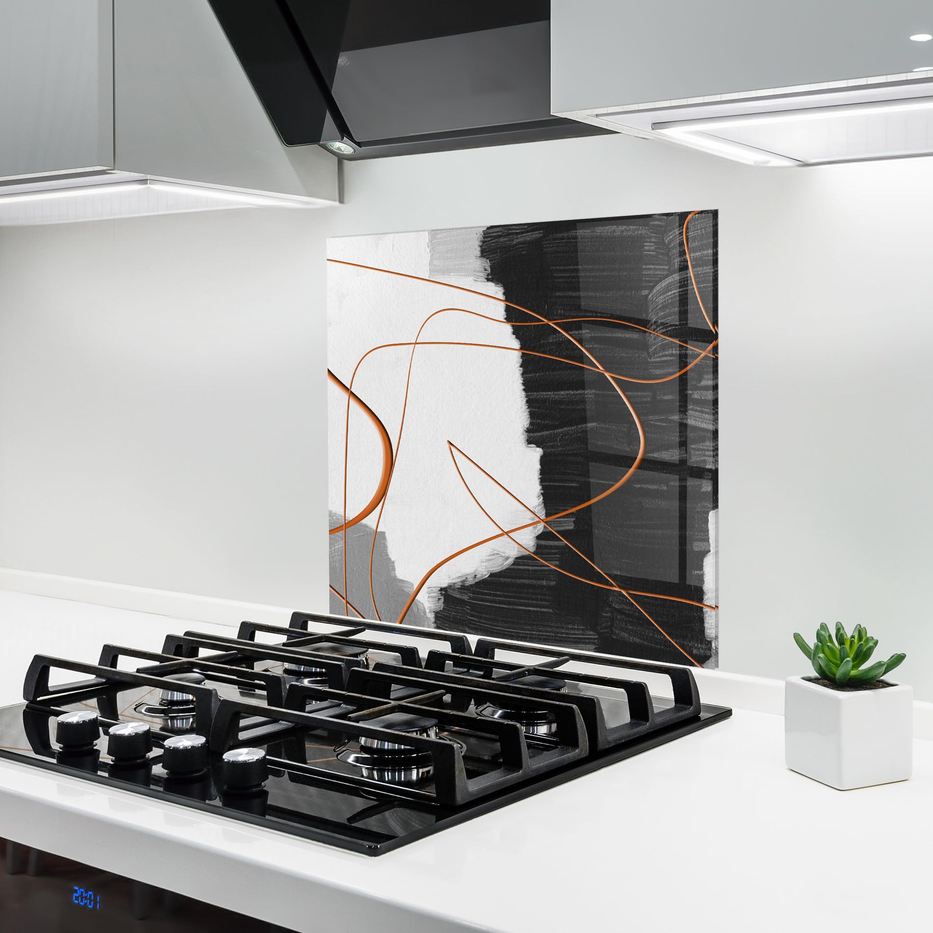 ARTHUB® Paraschizzi Cucina in Vetro temperato 60x60 cm, Abstract Ink Painting | Protezione Contro Gli Schizzi, Protezione murale per fornelli, Vetro temperato, Astratto, Astratto con Linee