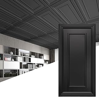 Art3d 12-Pack Drop Ceiling Tiles, 24x28 Inch PVC Panels in Black