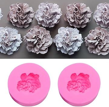 Wehous 2PCS Carnation Flower Candle Molds, 3D Flower Fondant Chocolate Cake Cupcake Topper Decoration Mold, Cute Floral Epoxy Resin Candle Soap Wax Concrete Polymer Clay Casting Craft Mould
