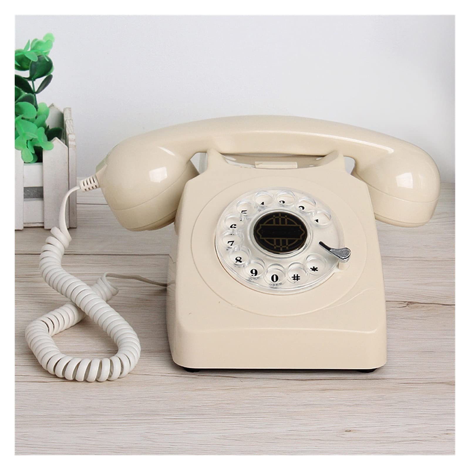 Telefono con filo stile vintage, telefono fisso, retrò, vecchio stile, con quadrante rotativo, telefono domestico, con suoneria meccanica ed elettronica, stile anni '60, retrò, vecchio stile, con qu