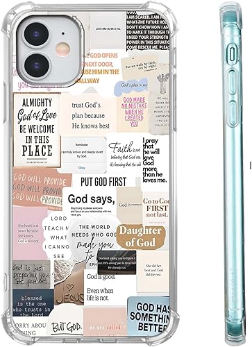 Miniatura 86 de Cubierta de Teléfono con Versículos de la Biblia y Citas Cristianas de Jesús en Collage, Funda Protectora Suave de TPU de Moda para iPhone 16 Pro,