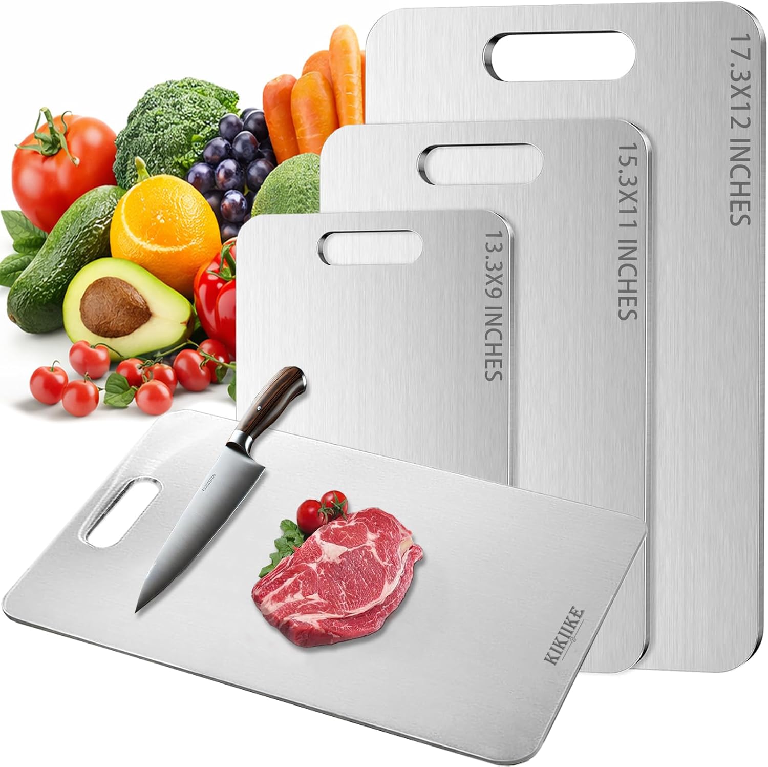 Titanium Cutting Board Double-Sided 100% Pure Titanium Cutting Boards for Kitchen - Food-Grade titanware chopping boards Non-Stick Durable and easy to clean (17.3 x 12 in)