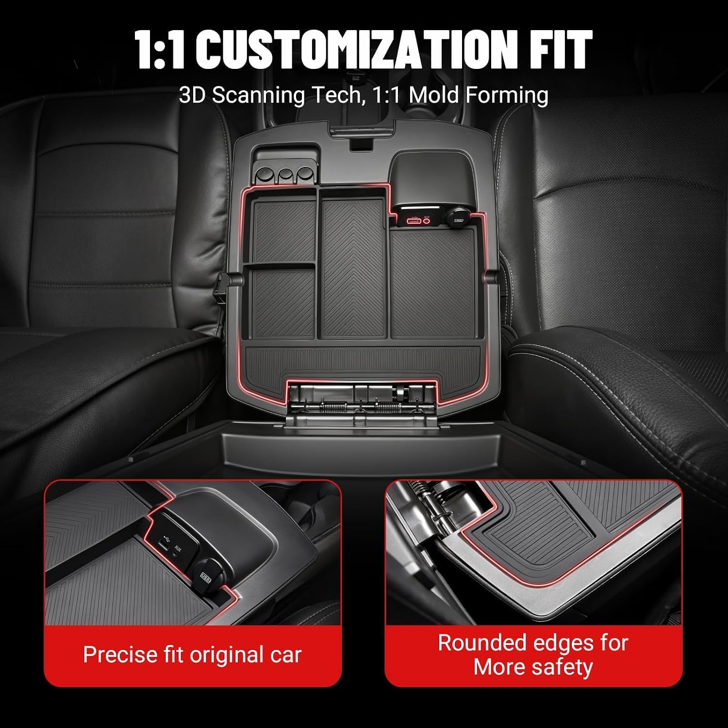 Center Console Organizer Fit for Dodge RAM 1500 2500 3500 2013-2018 image 4