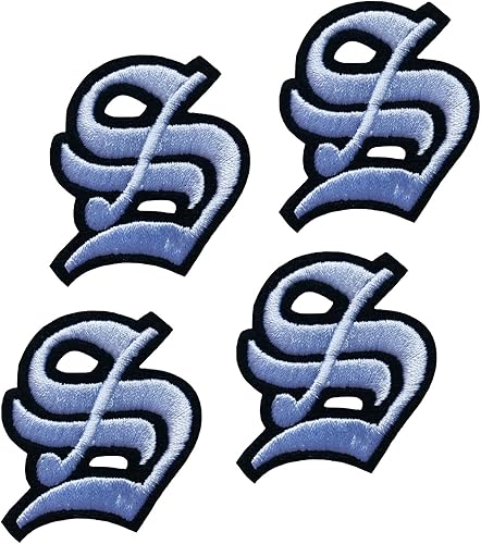 Parches de letras góticas para planchar en inglés antiguo, blanco, S de 2 pulgadas, bordado de transferencia de calorcoser en equipo universitario,