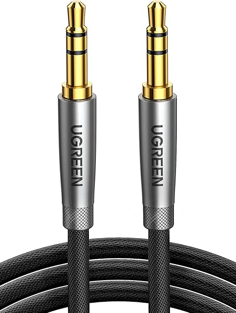 UGREEN 3.5mm Audio Cable Aux Headphone Lead Braided Stereo Mini Jack Male to Male Auxiliary TRS Cord Compatible with Earphone Car Speaker Amp Soundbar TV PC Laptop iPod MP3 Player iPad iPhone(5M)