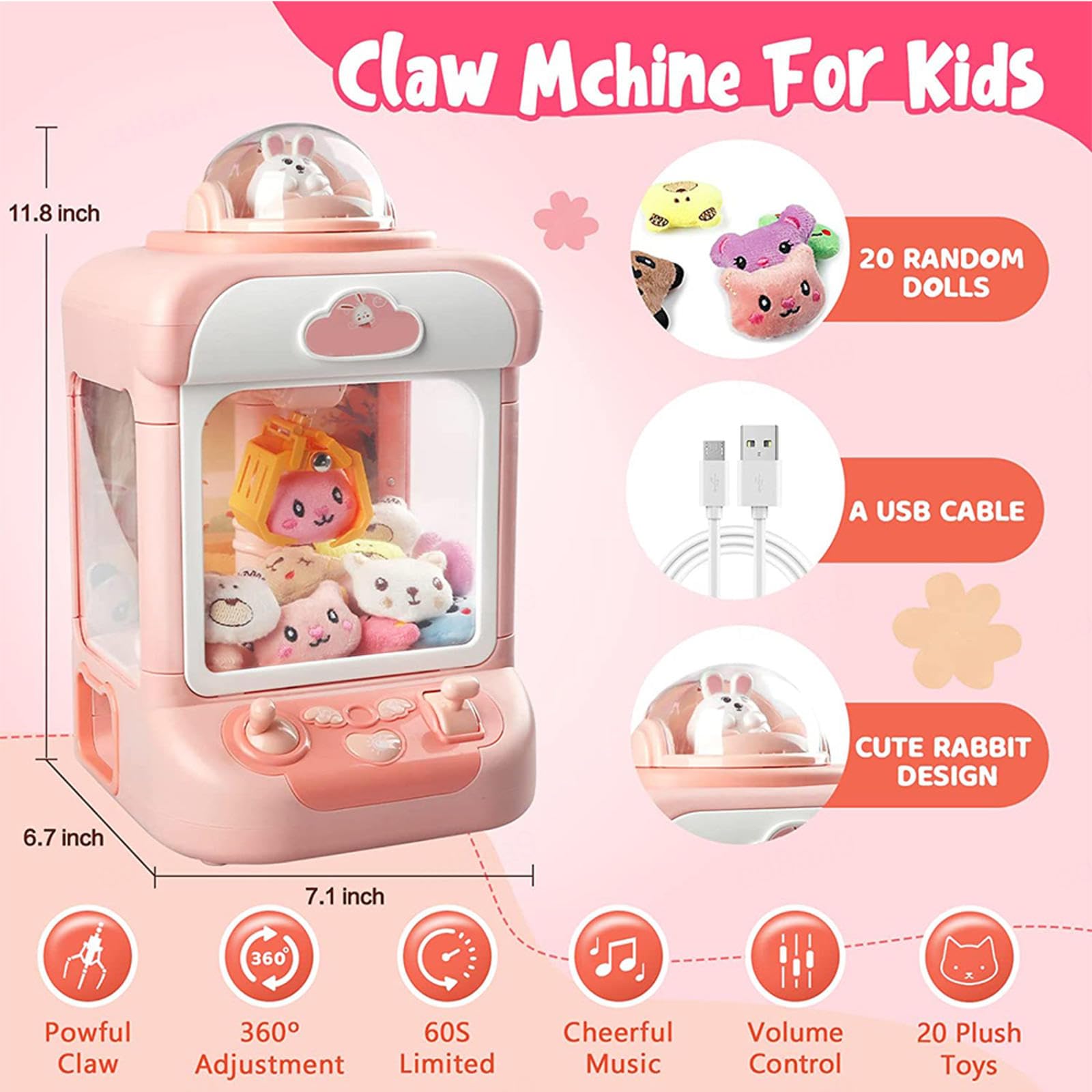 Distributeur Bonbon Mini Machine à Pinces Enfants,Machine à Griffes Avec Son Et Machine à Pinces