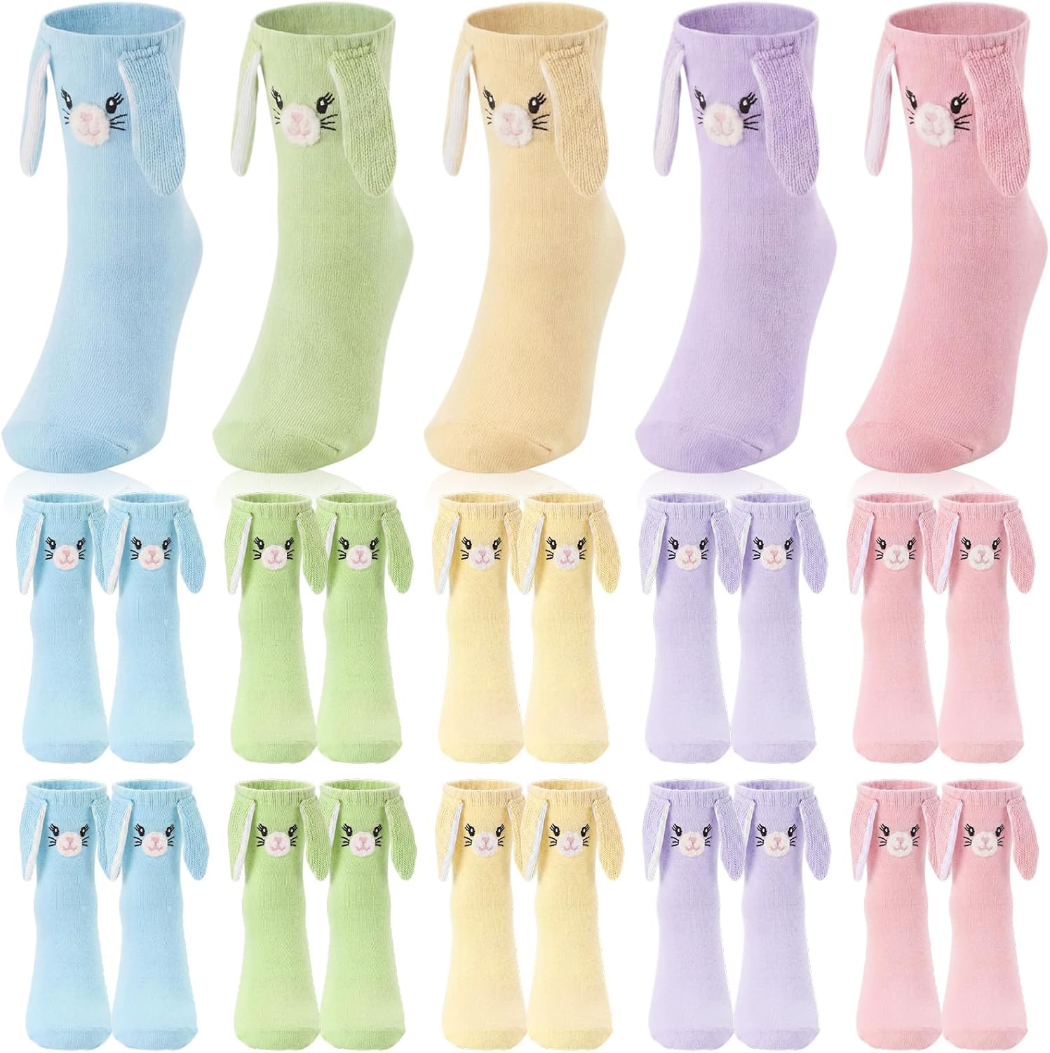 JenPen 5/10 Pairs Easter Bunny Fuzzy Socks for Women Cute Novelty Funny Rabbit Fuzzy Socks Easter Gifts for Girls Sister Mom