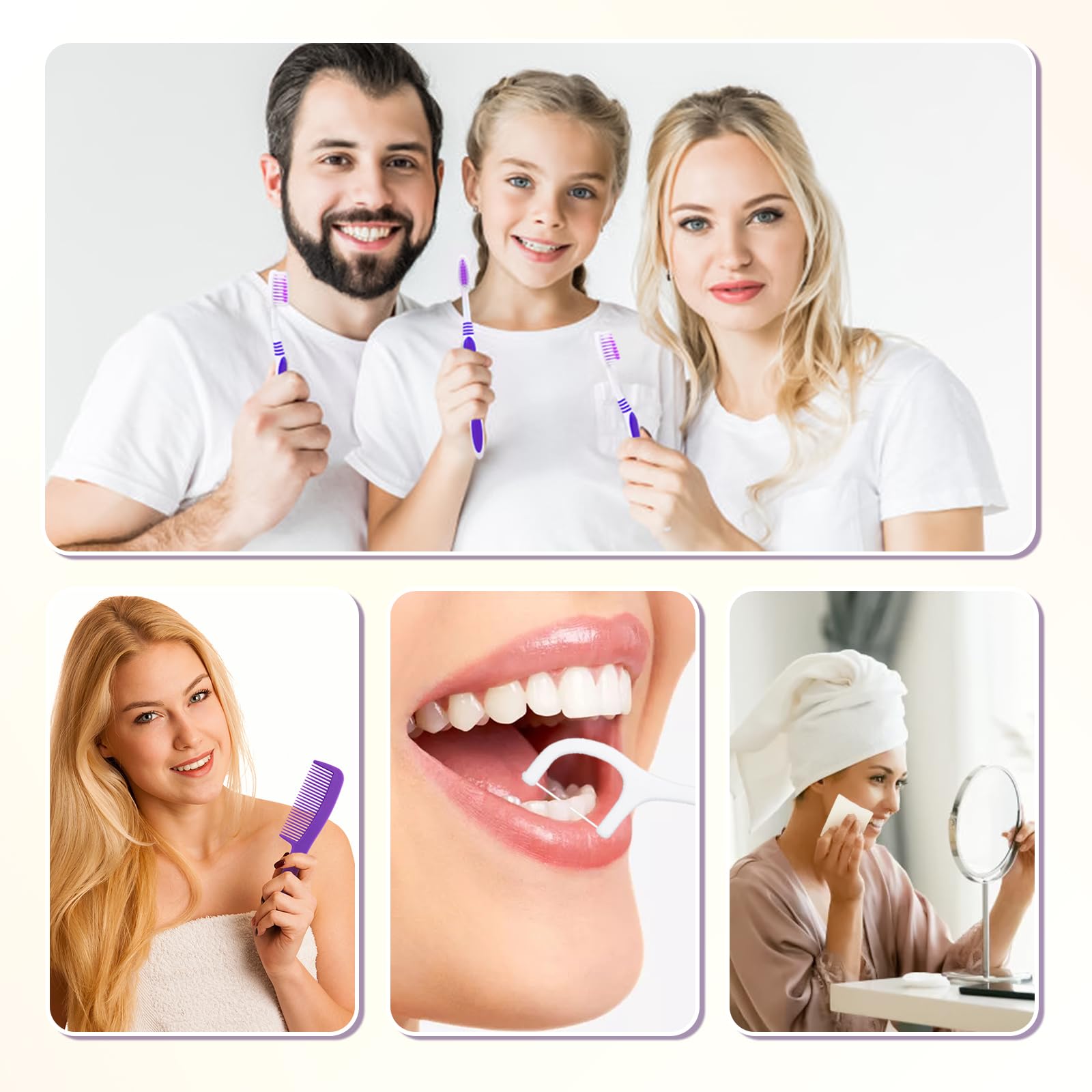 Confezione da 50 kit igienici, kit da toilette sfuso, confezionati singolarmente, kit igienico usa e getta da viaggio, forniture per la cura dei senzatetto, adatto per hotel, campeggio, viaggi