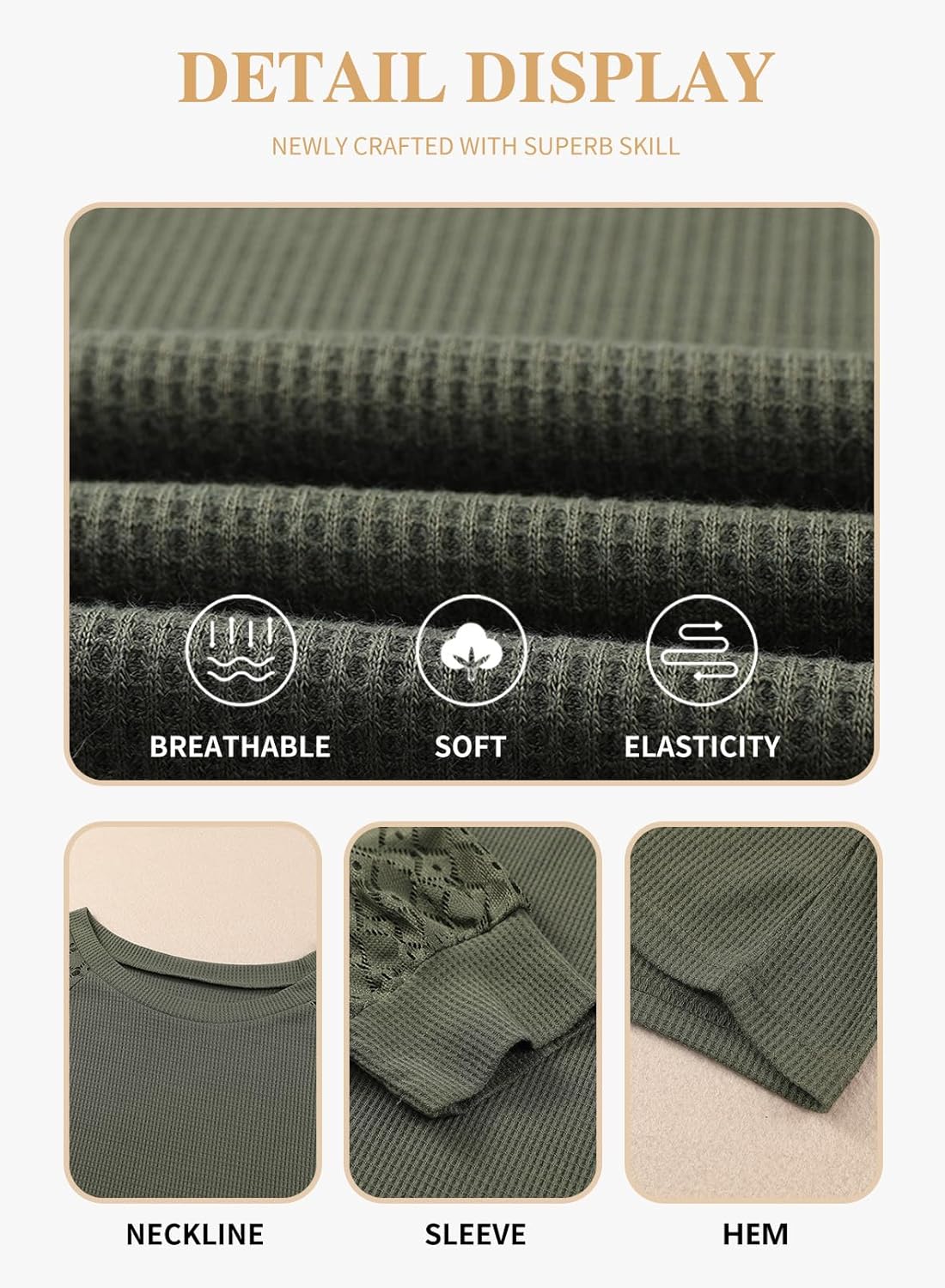 Eytino Plus Size Tops for Women Lace Long Sleeve Crew Neck Waffle Knit Business Work Dressy Shirts(1X-5X) - Image 5