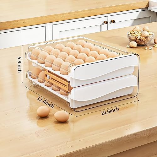 Miniatura 6 de Contenedor de huevos para refrigerador, 60 unidades, organizador de huevos de gran capacidad para refrigerador, contenedor de almacenamiento de