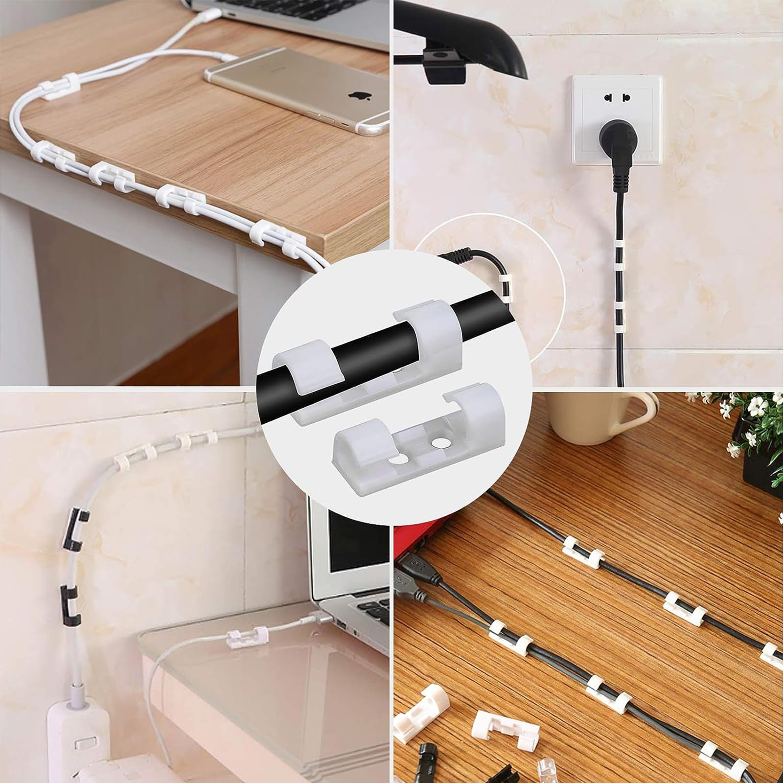 Clip Fermacavi Adesive - 120 Pezzi, Per Organizzare Cavi In Casa E Ufficio - Foto 10