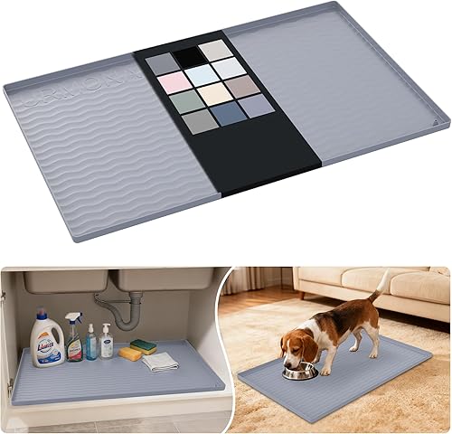 Miniatura 92 de URMONA Tapete de silicona impermeable para debajo del fregadero de 40 x 22 pulgadas, forro para estante de cocina y baño, protector de gabinete y