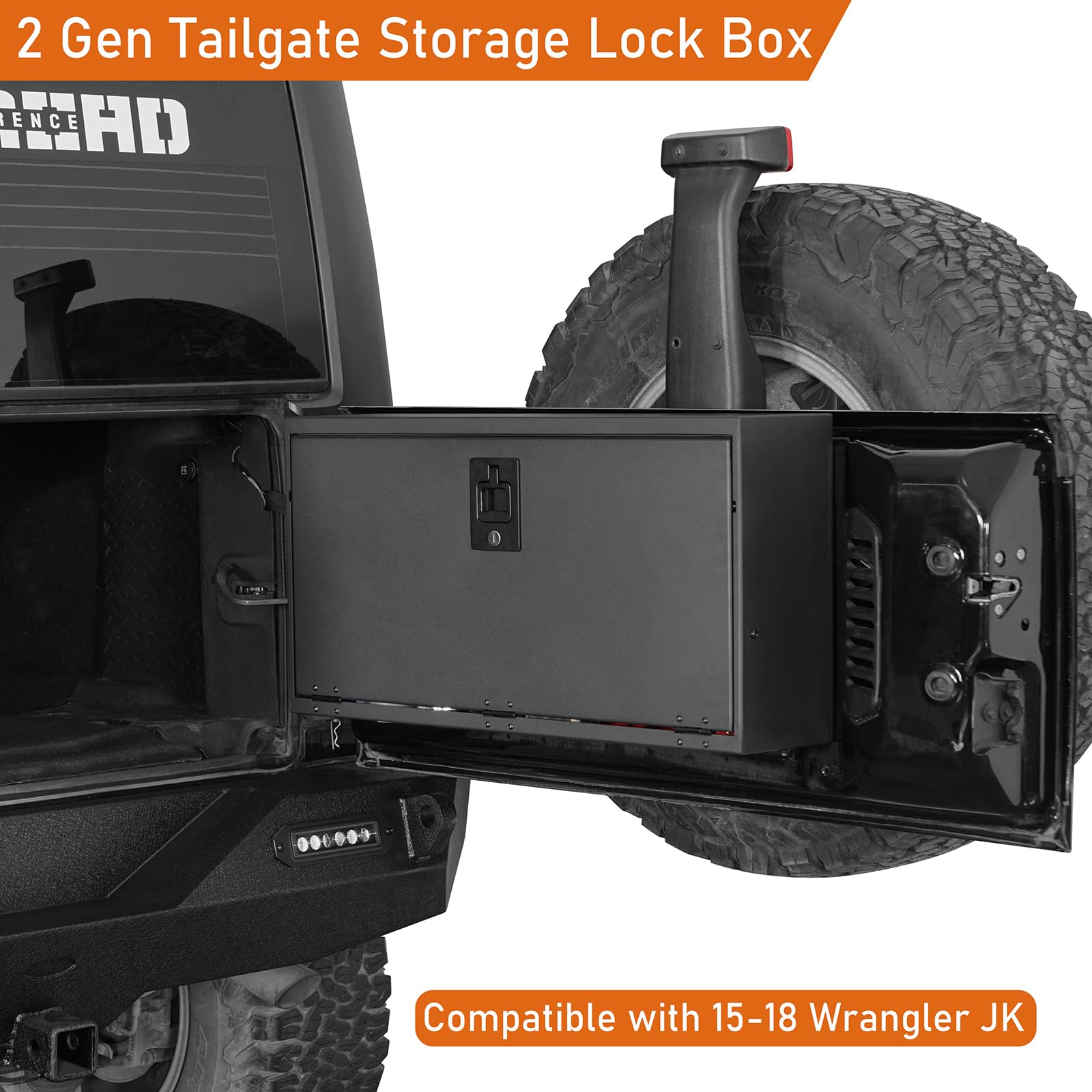 u-Box JK Tailgate Table Lock Box Outdoor Storage for 2015 2016 2017 2018 Jeep Wrangler JK & Unlimited - Offroad Foldable Cargo Shelf