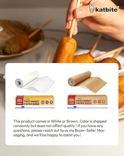 Miniatura 2 de Katbite Rollo de papel pergamino resistente para hornear, 15 pulgadas x 210 pies, papel de hornear de 260 pies cuadrados con cortador deslizante,