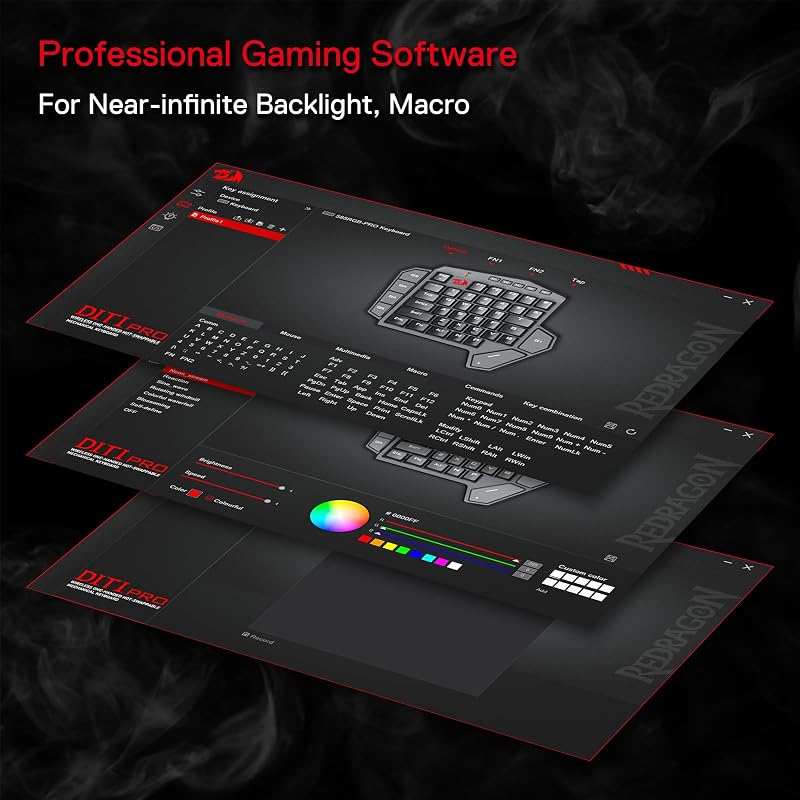 Redragon K585 PRO Vezeték Nélküli Egykezi Mechanikus Gamer Billentyűzet, 42 Gomb, RGB Háttérvilágítás, 7 Makró Gomb, Mágnesesen Rögzíthető C