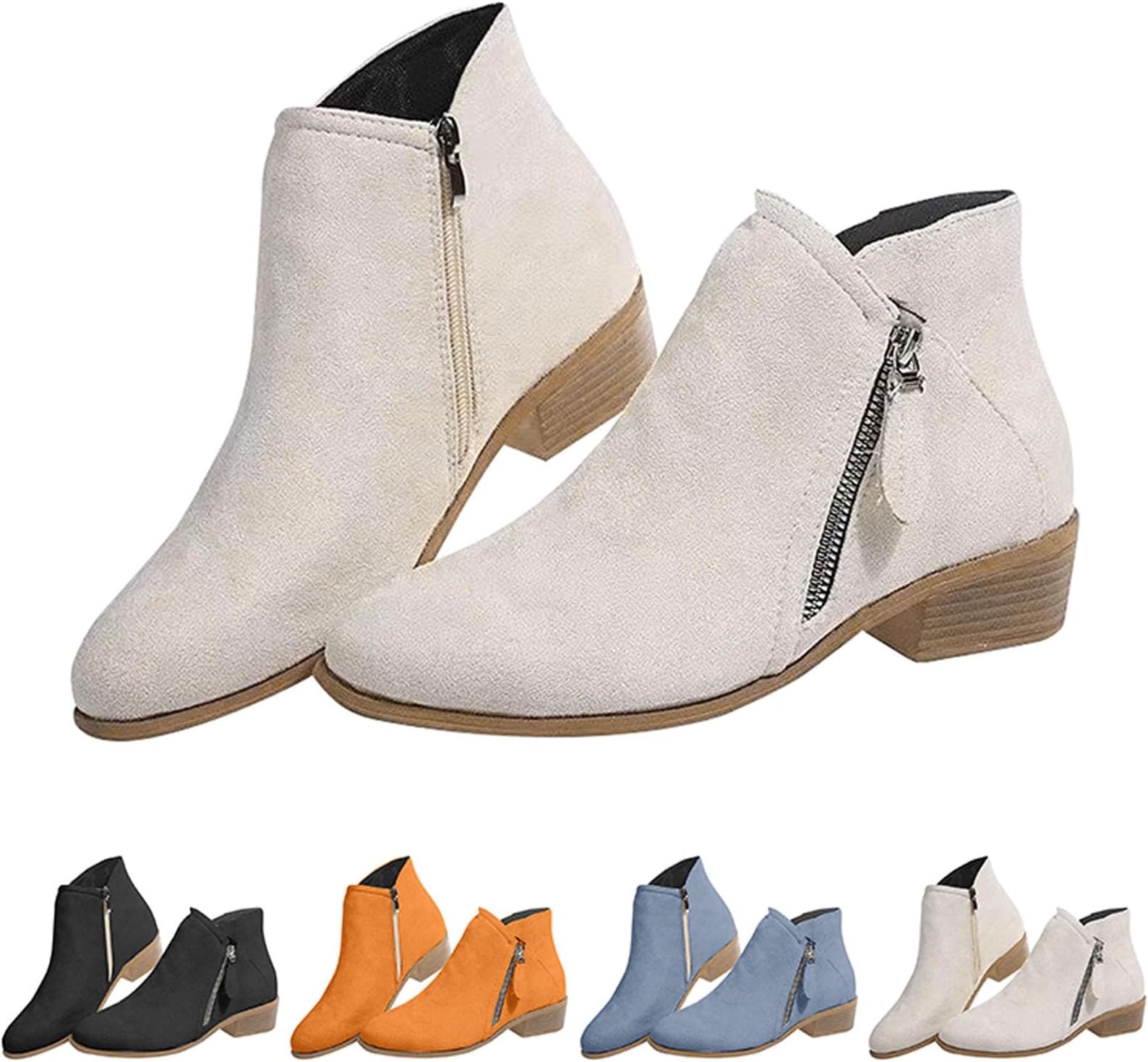 Women's Classic Ankle Boots Elegant Zip Short Shaft Boots Half Boots Pointed Slip On Shoes Short Boots Winter Boots Heel Ankle Boots Western Boots Women's Boots Outdoor Shoes