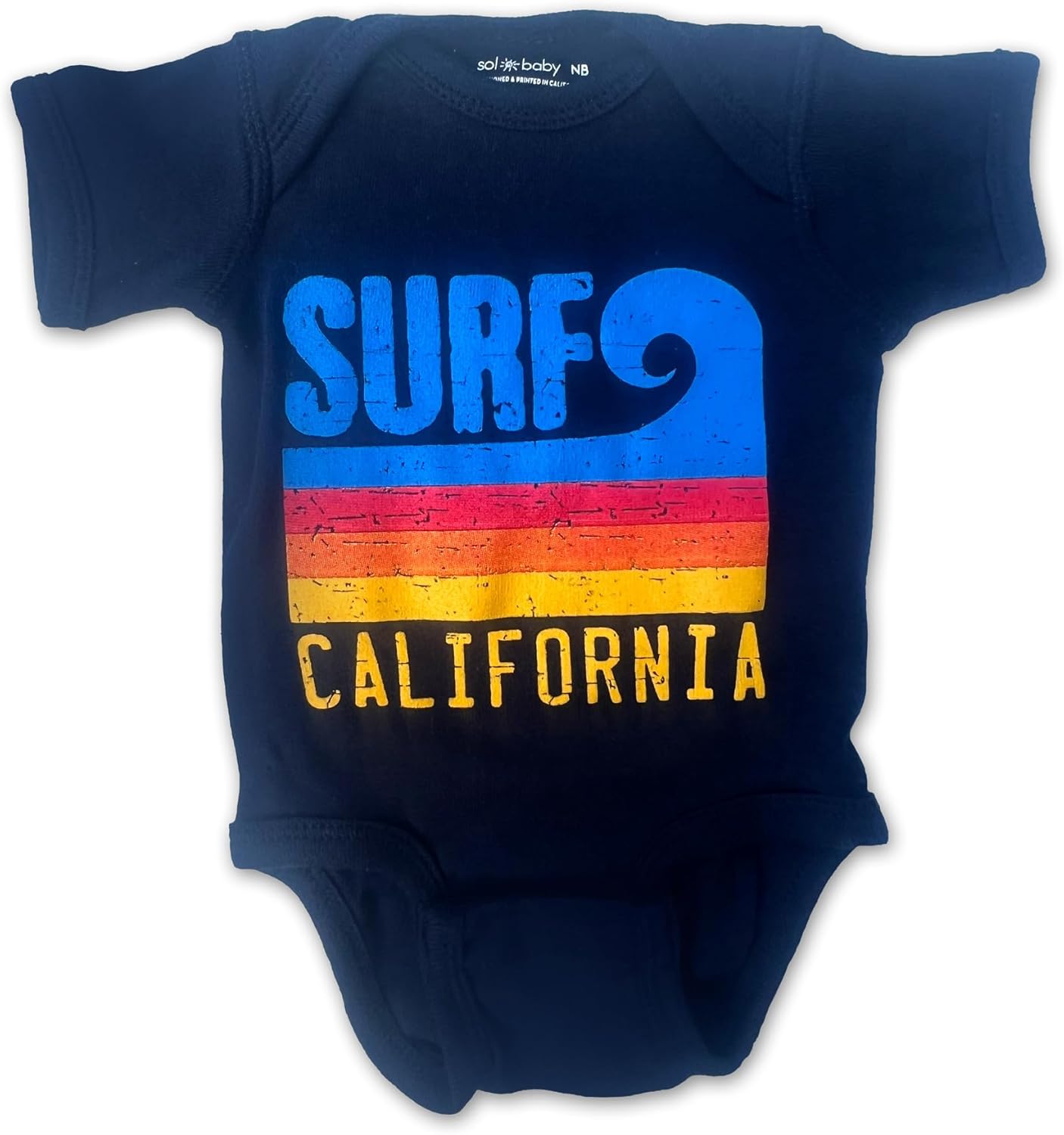 Sol Baby Surf California Stripe Wave Bodysuit - Unisex Baby Summer, Short Sleeve Romper for Newborns, Infants & Babies