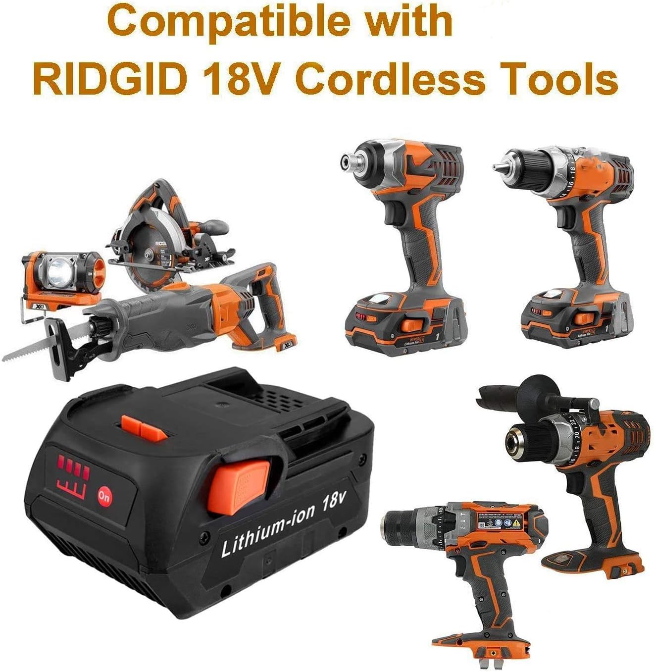 Crazy Clearance 2Pack 18V 6.0Ah Lithium Ion Replacement Battery for Ridgid 18Volt Battery R840084 R840087 R840083 R840086 AC840085