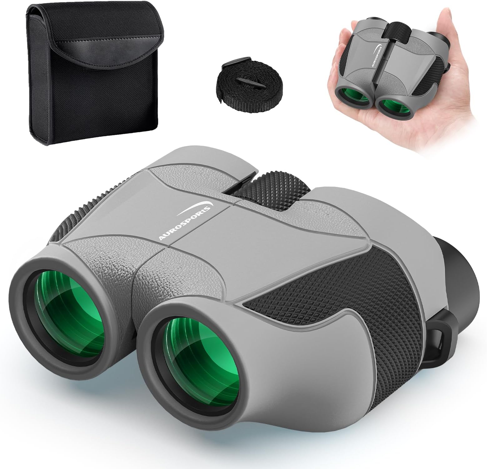 Aurosports 12x25 Compact Binoculars for Adults and Kids - Lightweight, High Powered, Easy to Focus With Low Light Vision for Bird Watching, Hunting, Traveling, Hiking, Concert